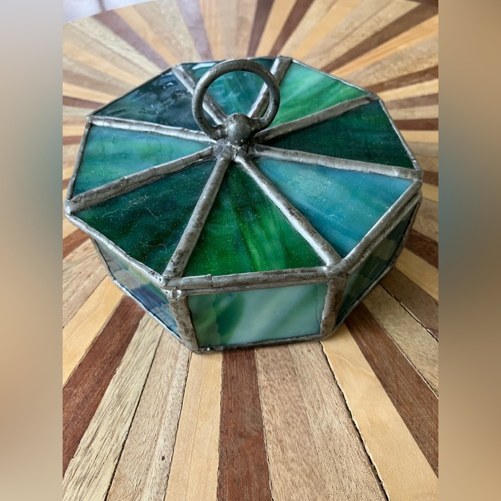 Beautiful handmade stained glass box with clear bottom